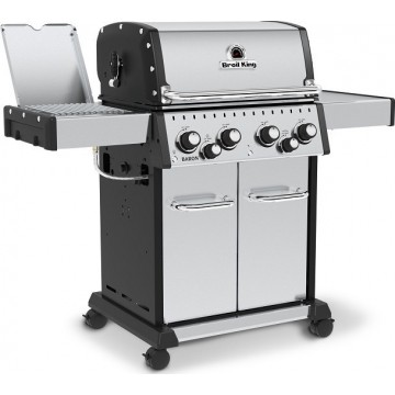 Broil King 875-983 Baron S 490 Ψησταριά Υγραερίου Μαντεμένιας Σχάρας 65x44εκ. με 4 Εστίες 12.4kW και Πλαϊνό Μάτι Υπερύθρων